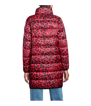 Chaqueta larga de plumas con estampado de leopardo Chic de Love Moschino