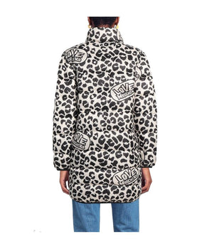 Love Moschino Chaqueta De Plumas Elegante Con Estampado De Leopardo