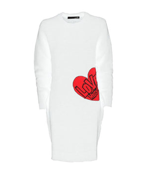 Love Moschino Chic Heart Pattern Knit Dress in White