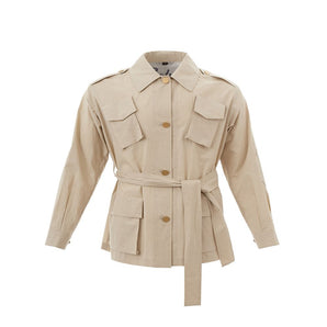 Sealup Elegant Beige Cotton Jacket for Stylish Women