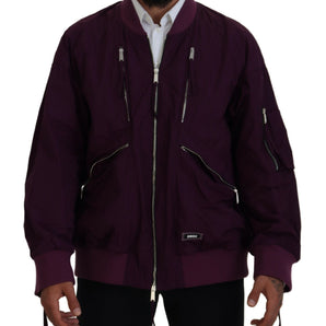 Dsquared² Purple Polyester Full Zipper Bomber Jacket