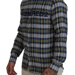 Dsquared² Multicolor Checkered Casual Men Long Sleeves Shirt