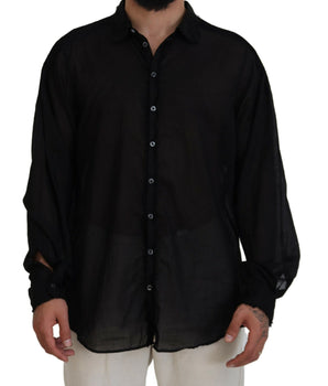 Dsquared² Black Cotton Collared Long Sleeves Formal Shirt