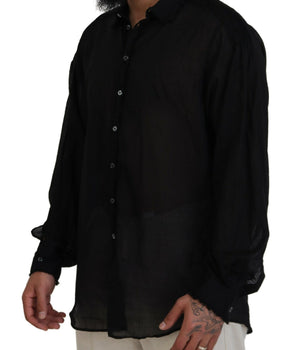 Dsquared² Black Cotton Collared Long Sleeves Formal Shirt