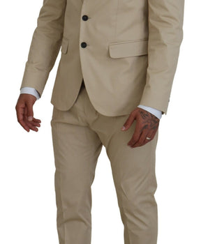 Dsquared² Traje CIPRO de 2 piezas de algodón beige con botonadura sencilla