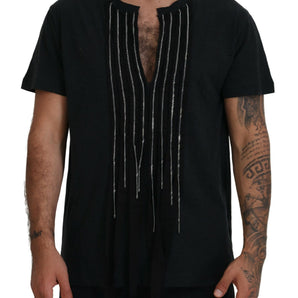 Dsquared² Black Chain Embellished Cotton Short Sleeve T-shirt