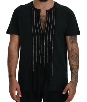 Dsquared² Black Chain Embellished Cotton Short Sleeve T-Shirt