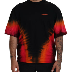 Dsquared² Black Orange Cotton Short Sleeves Crewneck T-shirt