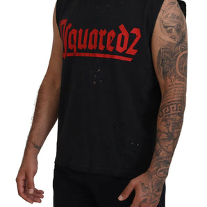 Dsquared² Black Cotton Sleeveless Crewneck Tank T-shirt