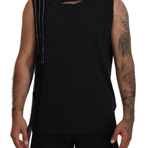 Dsquared² Black Chain Embellished Sleeveless Men Tank T-shirt