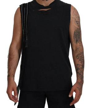 Dsquared² Black Chain Embellished Sleeveless Men Tank T-Shirt
