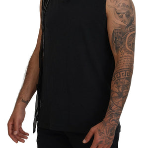 Dsquared² Black Chain Embellished Sleeveless Men Tank T-shirt