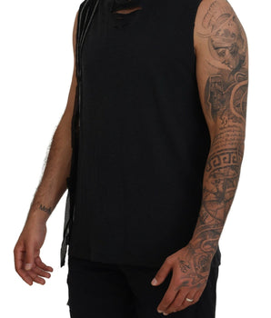 Dsquared² Black Chain Embellished Sleeveless Men Tank T-Shirt