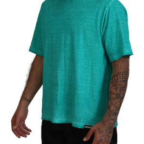 Dsquared² Light Green Cotton Linen Short Sleeves T-shirt