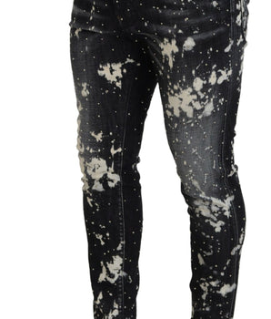 Dsquared² Gray Wash White Splash Print Skinny Denim Jeans