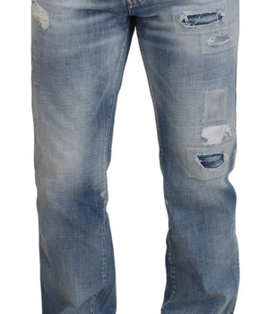 Dsquared² Blue Washed Straight Fit Men Casual Denim Jeans