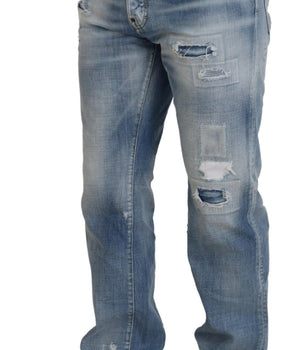 Dsquared² Blue Washed Straight Fit Men Casual Denim Jeans