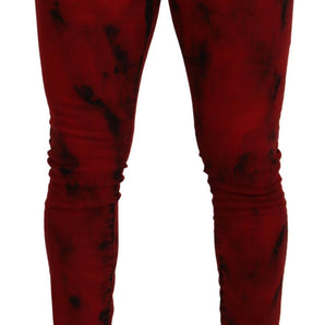 Dsquared² Red Cotton Tie Dye Skinny Casual Denim Jeans