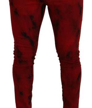 Dsquared² Red Cotton Tie Dye Skinny Casual Denim Jeans