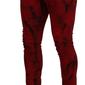 Dsquared² Red Cotton Tie Dye Skinny Casual Denim Jeans