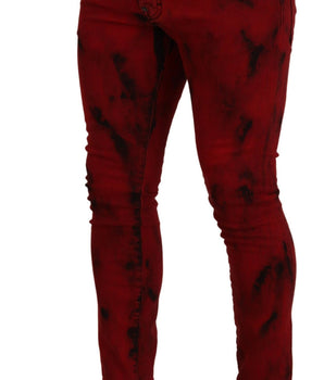 Dsquared² Red Cotton Tie Dye Skinny Casual Denim Jeans