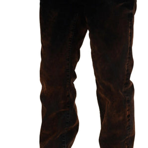 Dsquared² Brown Washed Cotton Straight Fit Casual Denim Jeans