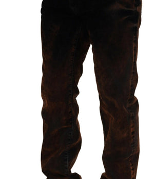 Dsquared² Brown Washed Cotton Straight Fit Casual Denim Jeans