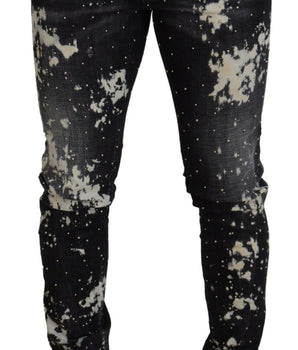 Dsquared² Black Washed White Color Splash Casual Denim Jeans