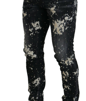 Dsquared² Black Washed White Color Splash Casual Denim Jeans