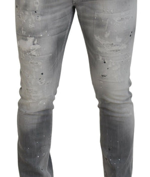 Dsquared² Gray Washed Cotton Slim Fit Casual Men Denim Jeans