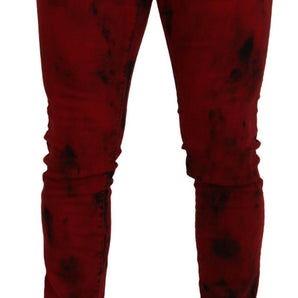 Dsquared² Red Cotton Tie Dye Skinny Casual Men Denim Jeans