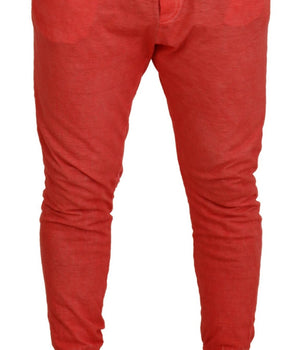 Dsquared² Orange Cotton Elastic Waist Logo Men Pants