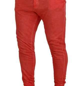 Dsquared² Orange Cotton Elastic Waist Logo Men Pants