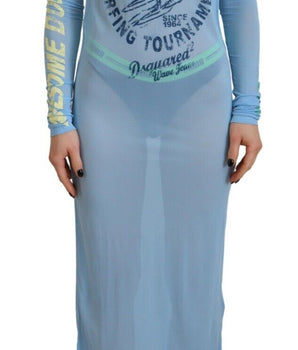 Dsquared² Vestido tipo pareo de manga larga de viscosa estampado azul