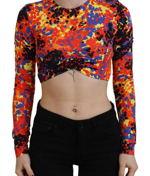 Blusa recortada de manga larga de tirantes multicolor de Dsquared²
