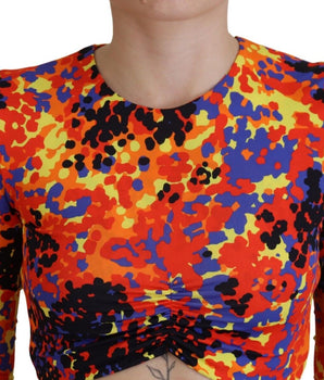Blusa recortada de manga larga de tirantes multicolor de Dsquared²