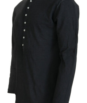 Dsquared² Black Cotton Linen Long Sleeves Pullover Sweater