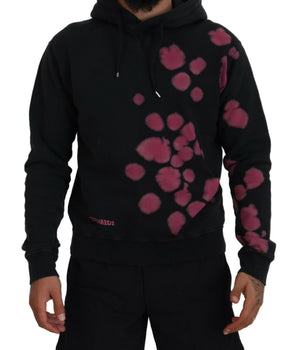 Dsquared² Black Tie Dye Cotton Hooded Sweatshirt Sweater