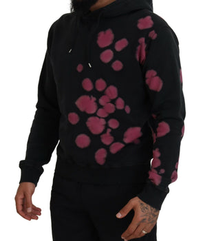 Dsquared² Black Tie Dye Cotton Hooded Sweatshirt Sweater