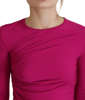 Dsquared² Fuchsia Viscose Long Sleeves Ruched Mini Dress