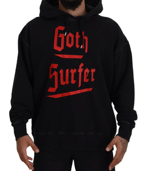 Dsquared² Men's Black Cotton Hooded Printed Pullover Sweater