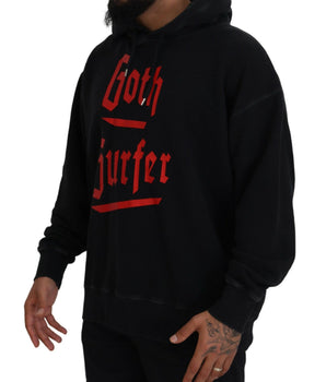 Dsquared² Men's Black Cotton Hooded Printed Pullover Sweater