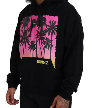 Dsquared² Men's Black Cotton Hooded Printed Pullover Sweater