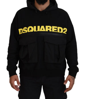 Dsquared² Black Printed Hooded Pullover Sweater