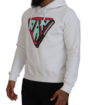 Dsquared² White Cotton Hooded Printed Pullover Sweater