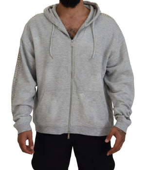 Dsquared² Grey Printed Crystal Embellishment Sweater