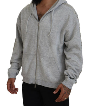 Dsquared² Grey Printed Crystal Embellishment Sweater