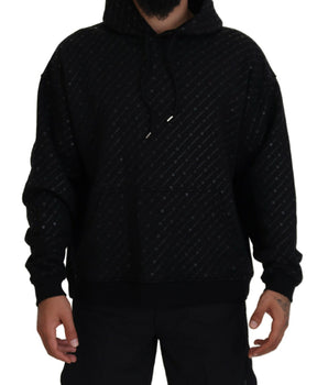 Dsquared² Men's Black Cotton Hooded Printed Pullover Sweater
