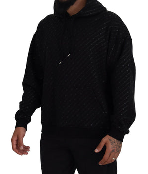 Dsquared² Men's Black Cotton Hooded Printed Pullover Sweater