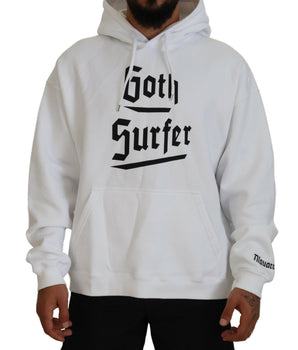 Dsquared² White Cotton Hooded Printed Men Pullover Sweater